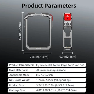 BREWZY กรอบป้องกัน , Quick Release 1/4 "ด้ายขยายกรงกระต่ายโลหะ, พร้อมฝาครอบเลนส์อลูมิเนียมอัลลอยด์รองเท้าเย็น Mount กรอบสําหรับ DJI Osmo 360