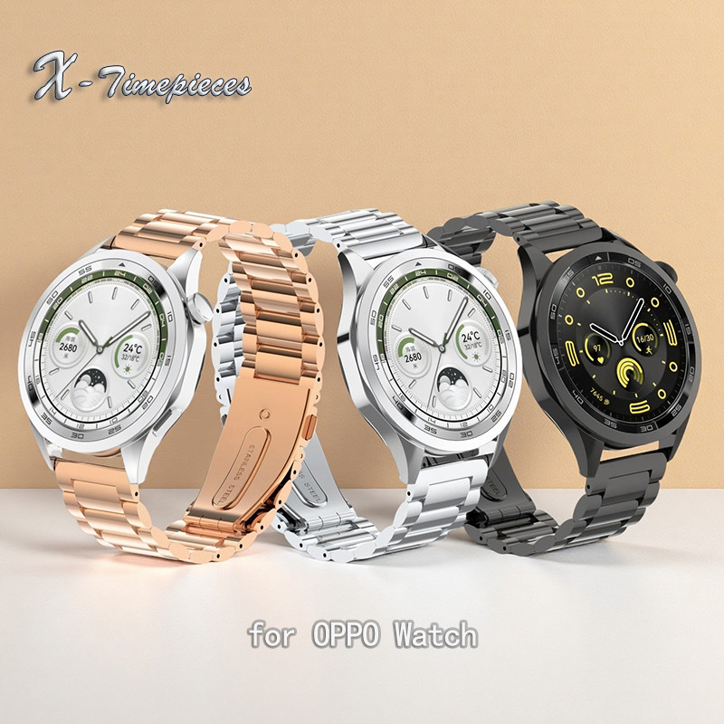 สายสแตนเลสสําหรับ OPPO Watch X/X2/X2 Mini/4 Pro, กันน้ํา, กีฬาและธุรกิจ, โลหะ, สายรัดข้อมือปรับความยาวได้