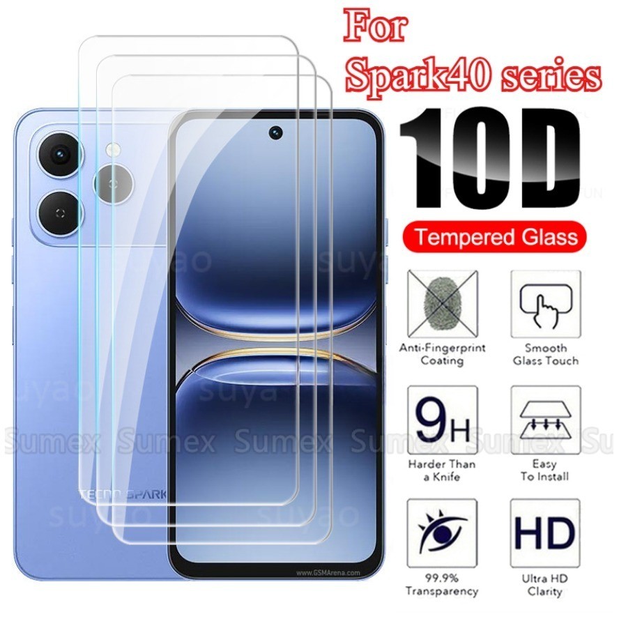3-1pcs ป้องกันหน้าจอกระจกนิรภัยสําหรับ Tecno Spark40 Spark 40 Pro 40C 2025 4G ใส HD แก้วโทรศัพท์ป้อง