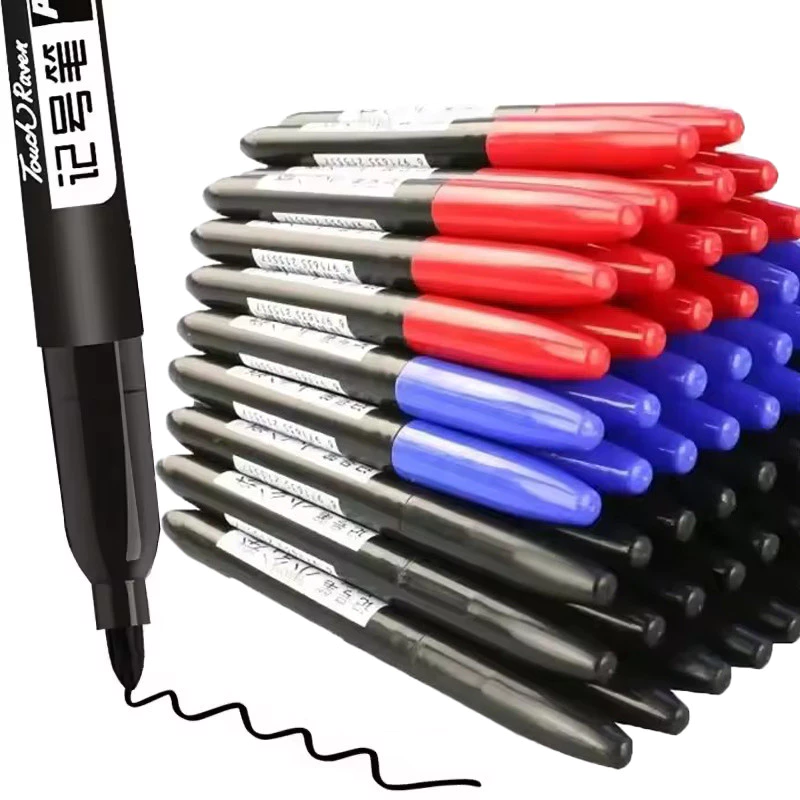 ปากกามาร์กเกอร์ถาวร 1.5 มม. -เครื่องหมายกันน้ําหมึกสีดํา/สีฟ้า/สีแดงอุปกรณ์การเขียนนักเรียน