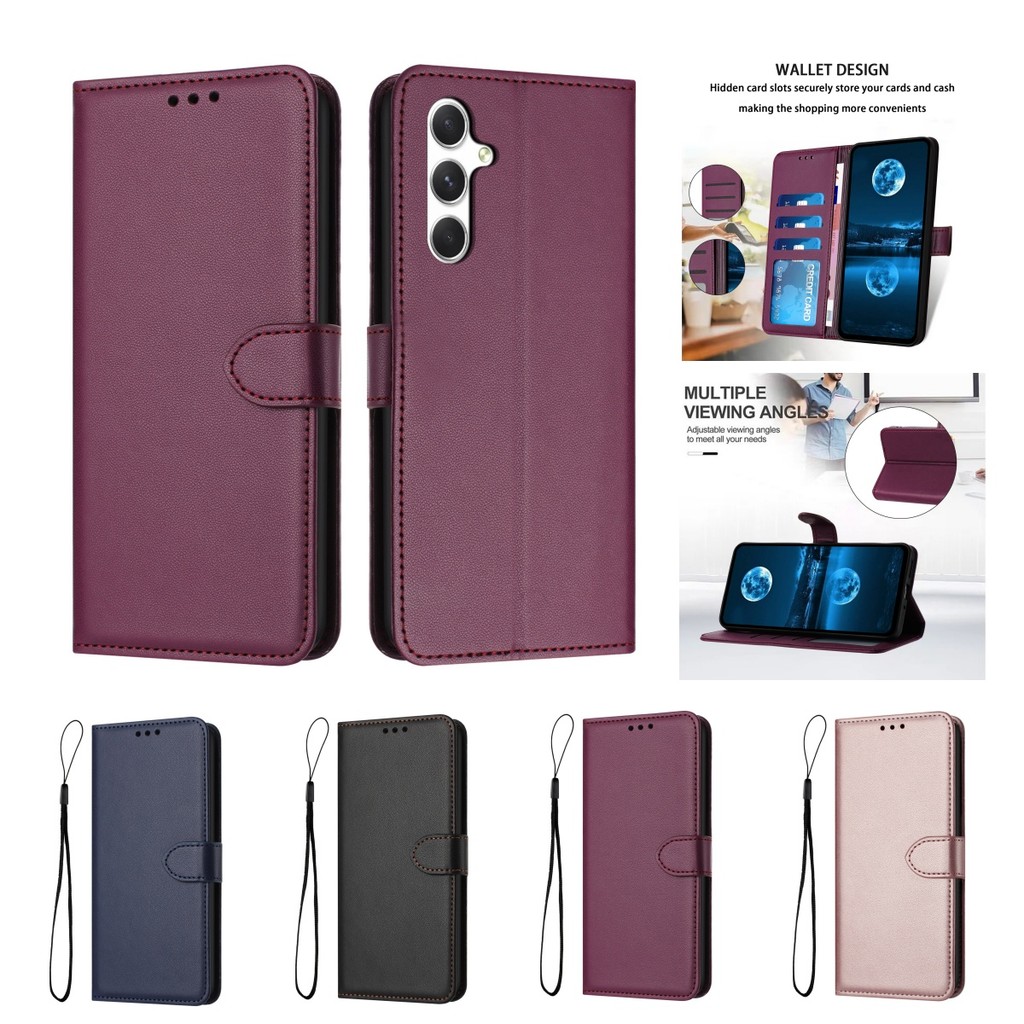 SAMSUNG สําหรับSamsung Galaxy S25 Ultra Plus FE A07 A17 A06 A16 A26 A36 A56 A55 A35 A25 A15 A54 A34 A24 A14 5G/4Gกระเป๋าสตางค์พลิกกรณียืนหนังฝาครอบโทรศัพท์
