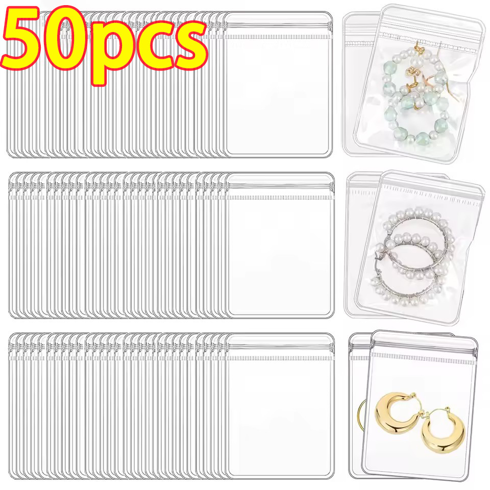 10/30/50 ชิ้น PVC Self Sealing กระเป๋าเครื่องประดับ/PVC Anti Oxidation Display ถุงบรรจุภัณฑ์