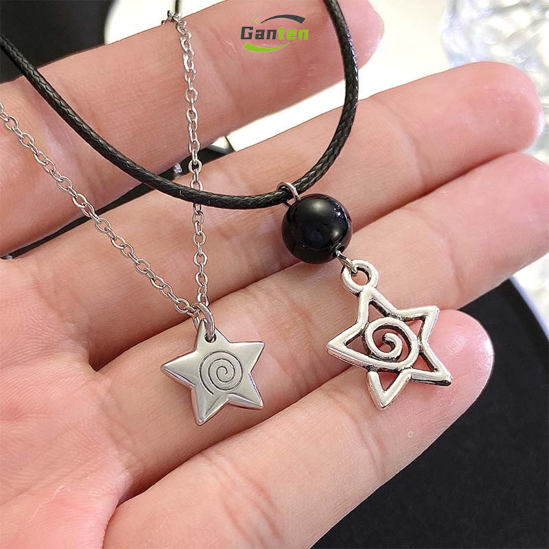 [Gan]Sweet Swirl Star Necklace Simple Necklace Pendant Clavicle Necklace Women Spiral Pattern