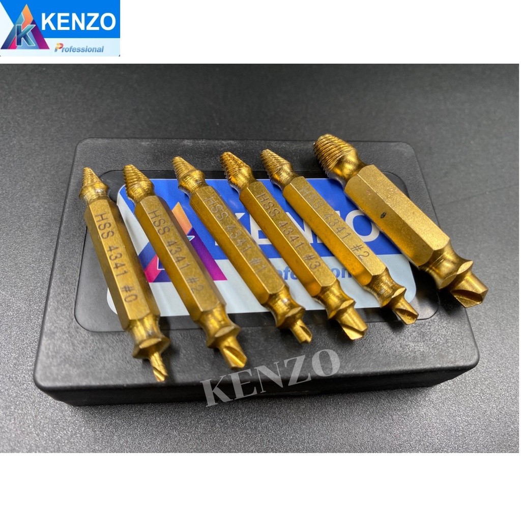 💫ร้านไทย💫 KENZO ชุดถอดสกรู สลักหัก เครื่องมือดอกสว่าน  6ตัวชุด