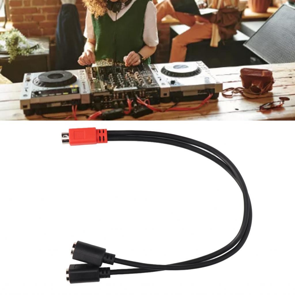 Treee-ph Mini DIN 6 Pin Male to 2 Female Cable Y Splitter Red Black Head 1.0ft