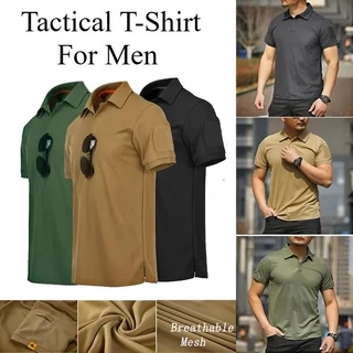 เสื้อยืดคอกลม แขนสั้น สำหรับผู้ชาย ระบายอากาศ สไตล์ทหาร เสื้อยืดต่อสู้กองทัพกลางแจ้ง แห้งไว เสื้อสั้นใส่ได้ ทรงหลวม