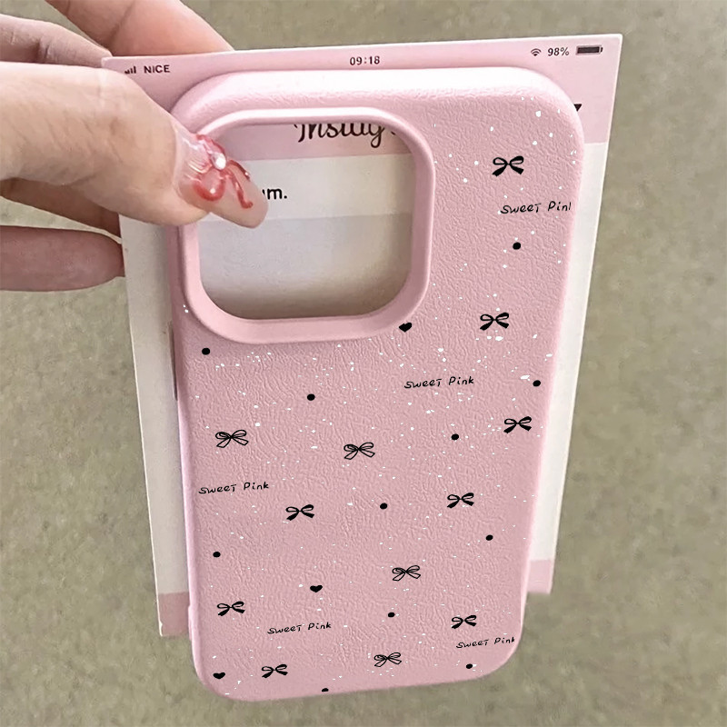 Full Screen Black Bow เหมาะสําหรับเคสโทรศัพท์ iPhone ใช้กับ iPhone 16 Pro Max/15/14 Pro Max/13 Pro M