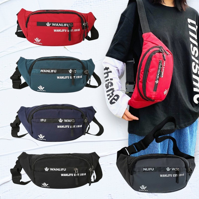 (m30) กระเป๋าคาดอกคาดเอว มีหลายช่องซิป ผ้ากันน้ำ redskyzone