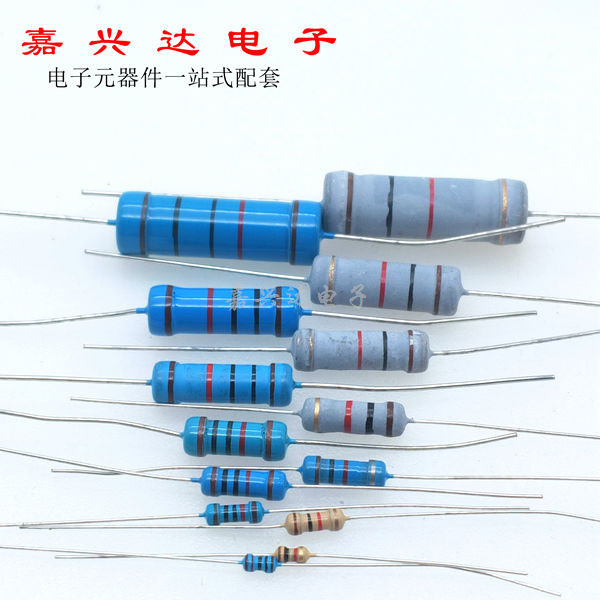 ตัวต้านทานแหวนสี 1/4W 1/2W 1W 2W 3W 5W ฟิล์มโลหะ 1% ฟิล์มคาร์บอน 5% 1R-8.2K-1M ตัวต้านทานแหวนสี 1/4W