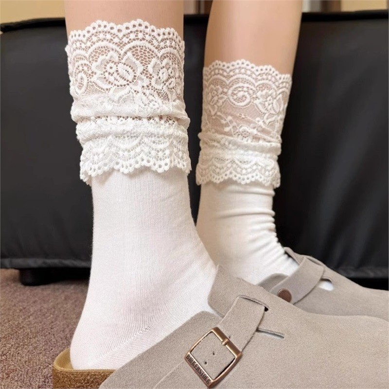 🌈พร้อมส่งจากไทย🧦ถุงเท้าสั้นญี่ปุ่น ถุงเท้าลูกไม้ แฟชั่นและอเนกประสงค์ สวมใส่สบายและระบายอากาศได้ดี
