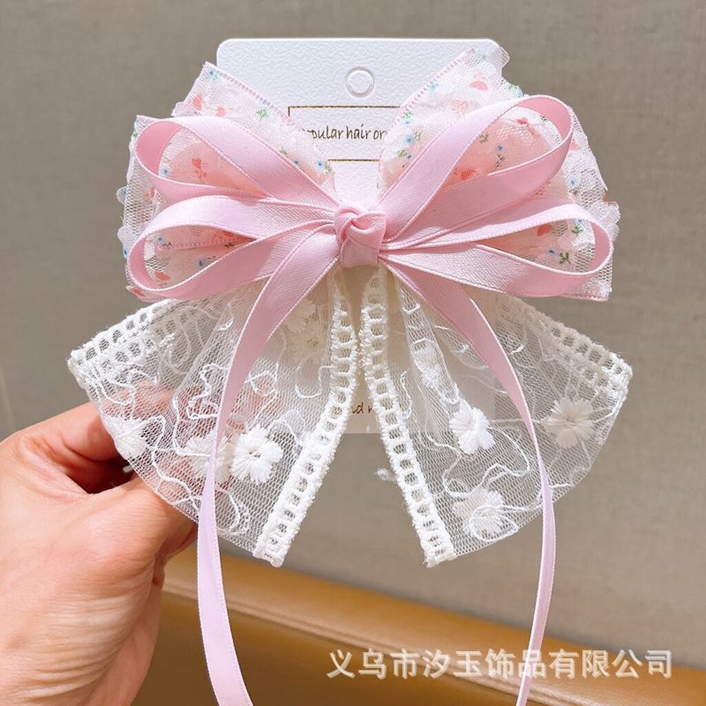 123พร้อม โบว์คู่ กิ๊บติดผม กิ๊บลายลูกไม้ น่ารัก สีหวาน