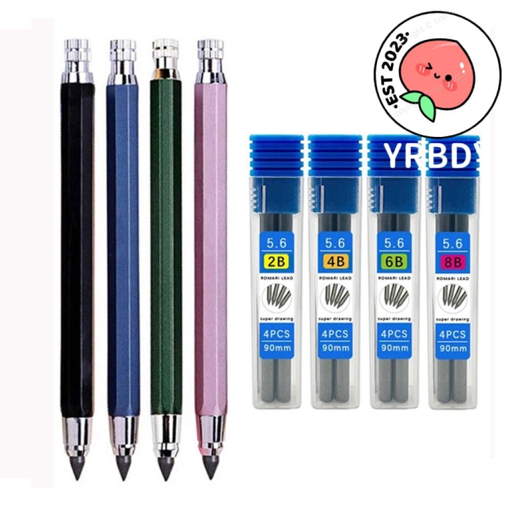 YRBWDYZDH ดินสออัตโนมัติออกแบบการ์ตูนโรงเรียนอุปกรณ์สํานักงาน 5.6 มม.2B/4B/6B/8B ดินสอ Refill Sketch