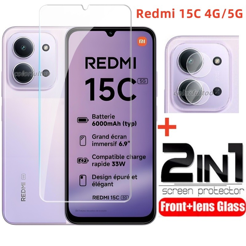 Redmy15C 2025 ฟิล์มกันรอยกล้อง 2 in 1 ป้องกันหน้าจอสําหรับ Xiaomi Redmi 15C 15 C Redmi15C 4G 5G 9H H