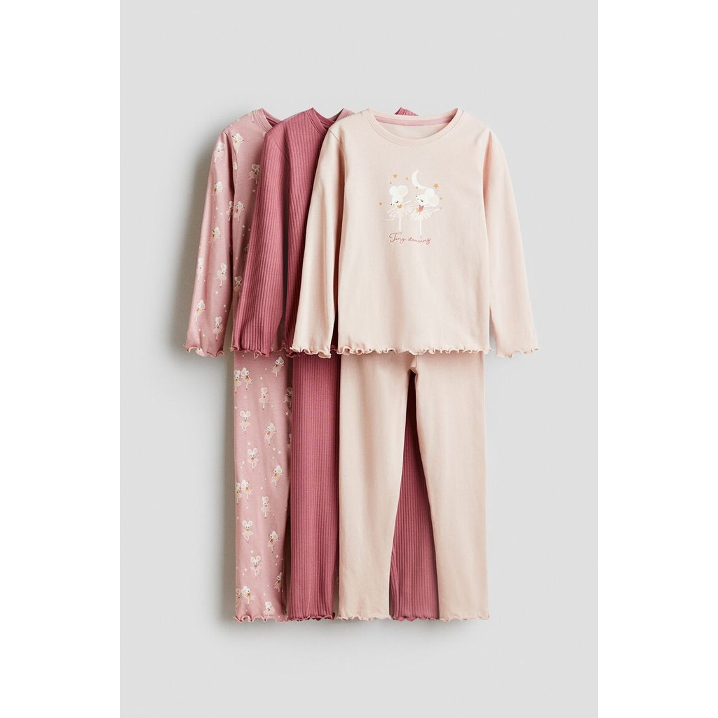 H&M(เอชแอนด์เอ็ม) ชุดนอนคอตตอน 3 ชิ้น Girls 3-pack cotton pyjamas 1240931_3