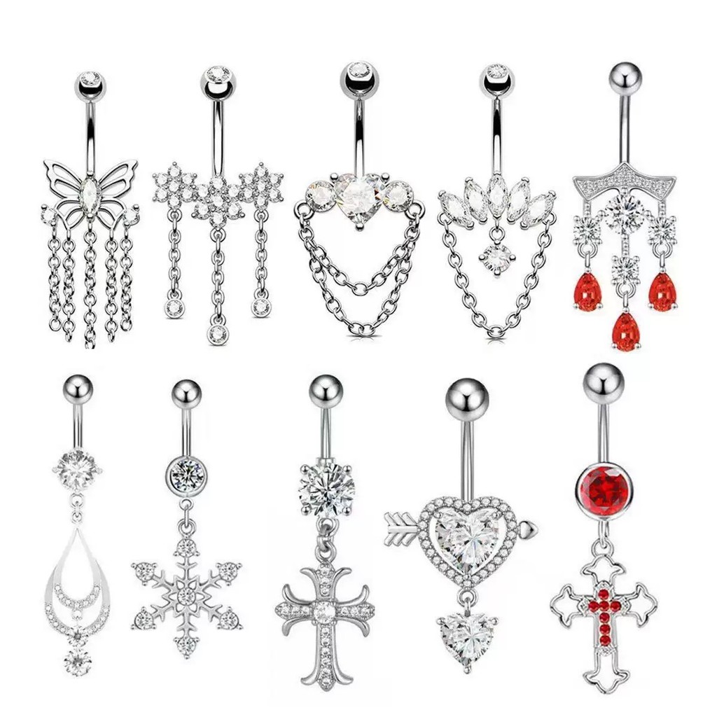 😍จิวสะดือแบบหนีบ😍แบบเจาะใส่ได้ทั้ง2แบบ สแตนเลส แฟชั่นสําหรับผู้หญิง เจาะ สไตล์เกาหลี เครื่องประดับแฟชั่น - รูปที่ 7