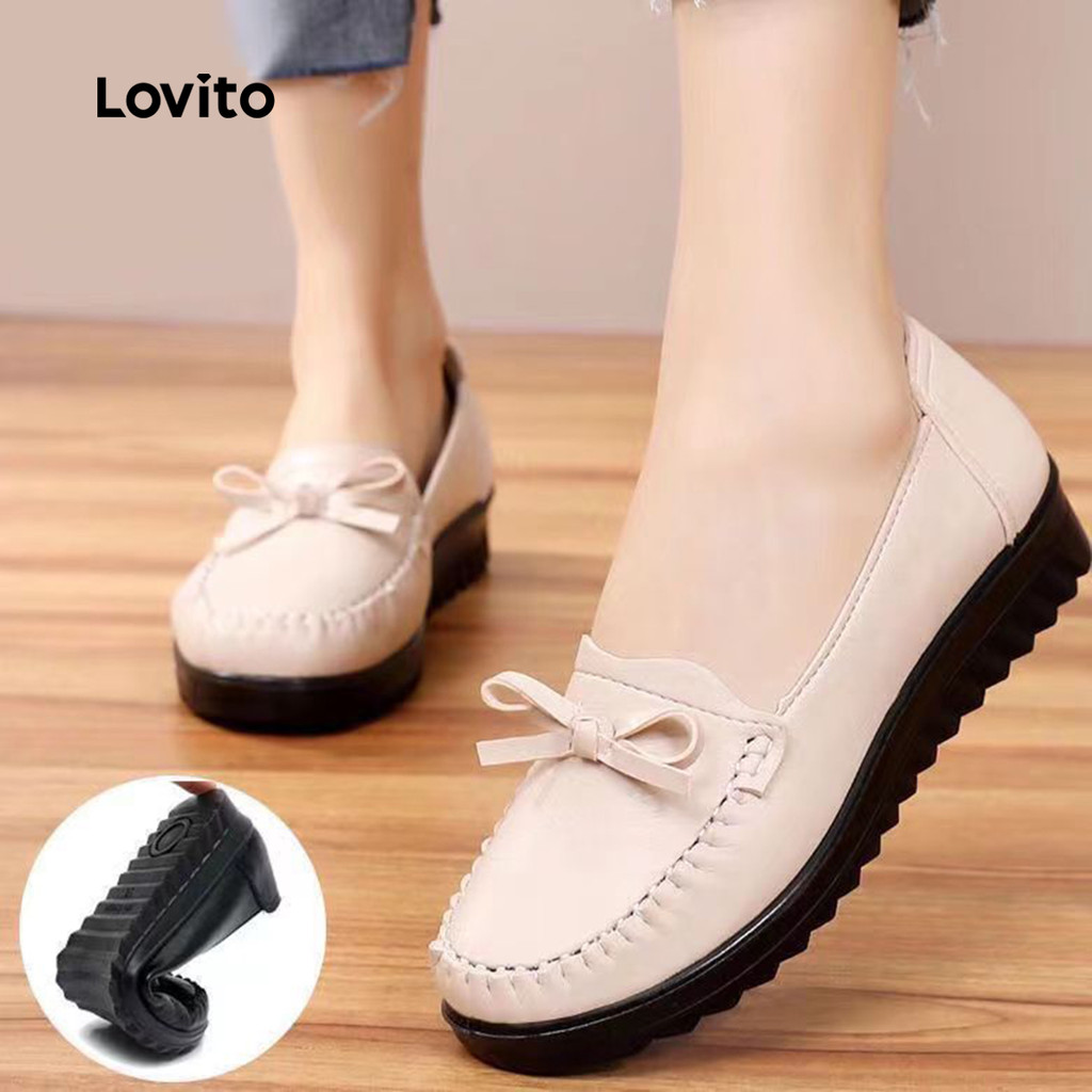 FB85-JUL-A-รองเท้าแม่พื้นนิ่มหนังนิ่มไลฟ์สดขายส่งชิ้นเดียวโบว์กันน้ําทนทานสําหรับทํางาน-LBFB85FX009