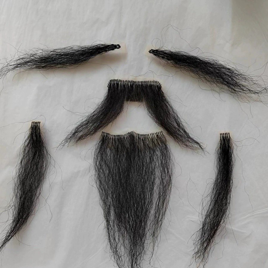 จําลองเคราสีขาวโรแมนติกของสามก๊กเครื่องแต่งกายโบราณเครา Liu Bei Zhang Fei Props ประสิทธิภาพที่มองไม่