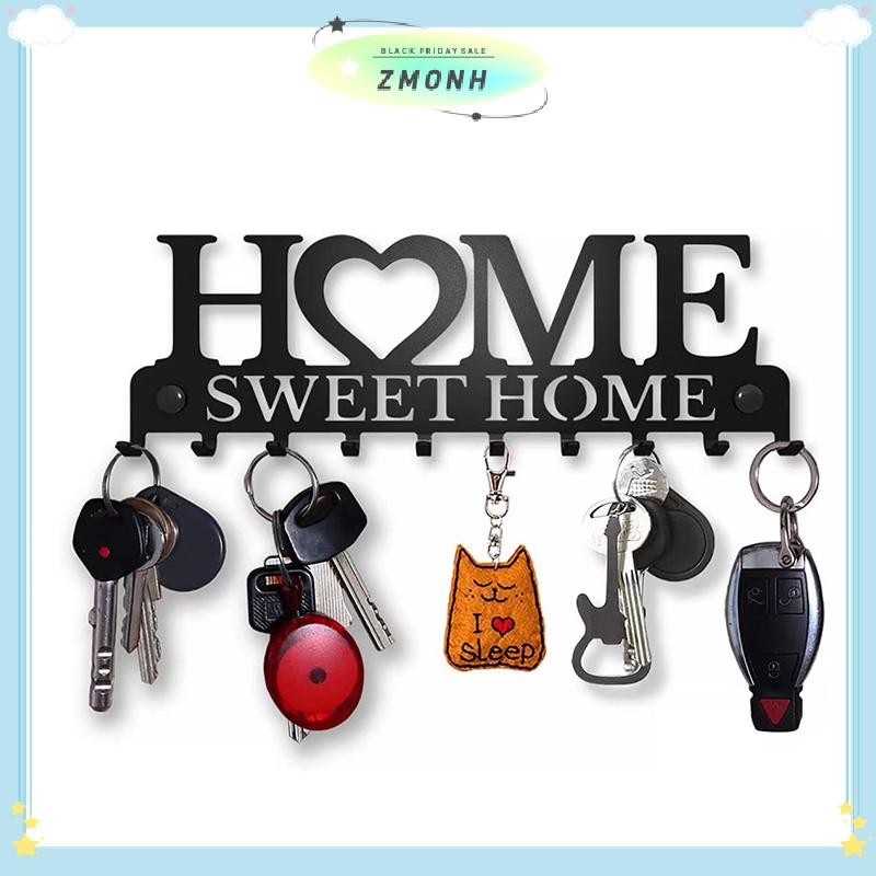 Null 1PC ติดผนัง Sweet Home ตกแต่ง Key Holder, Key Wall Hook, Creative Key Holder สําหรับประตูด้านหน้า null