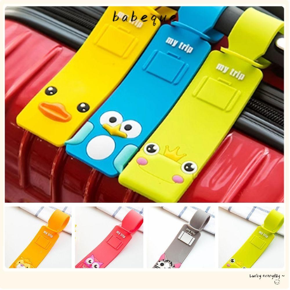 บาเบเก้ สายรัดฉลากกระเป๋าเดินทาง,แท็กกระเป๋าการ์ตูนนุ่มสไตล์การ์ตูน,อุปกรณ์การเดินทางอุปกรณ์กระเป๋าเป้สะพายหลังสีแดงสีป้ายเบเกอ