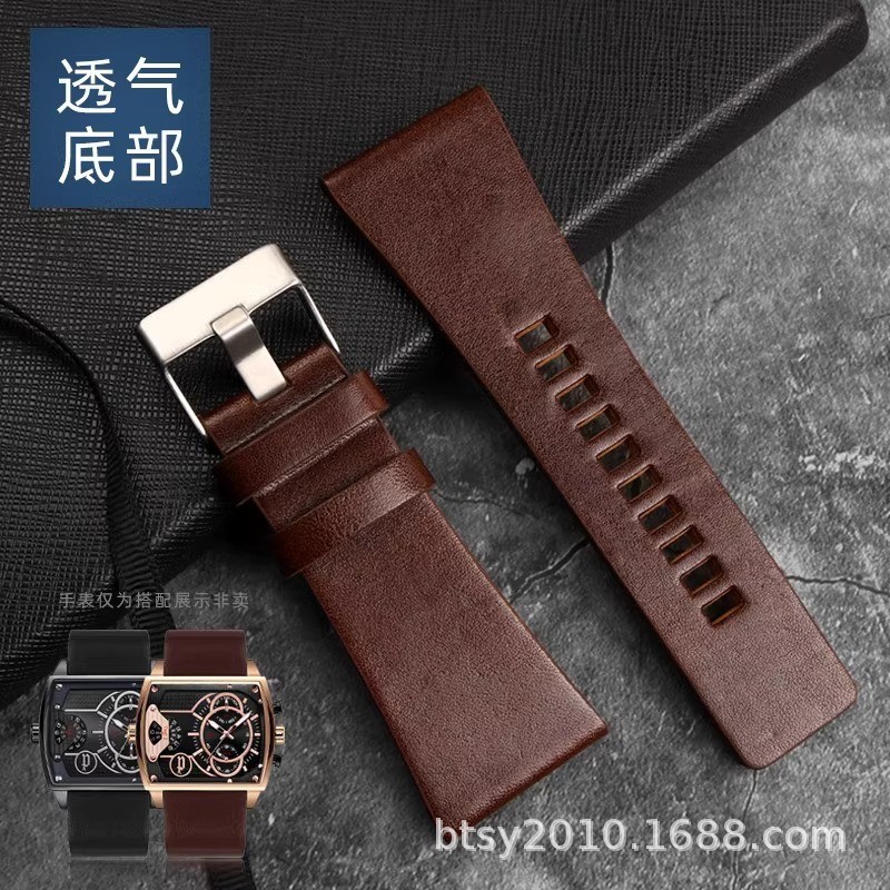 卓磊表带大尺寸手表带适配迪塞变色龙DZ7395 1657 4519真皮表带男