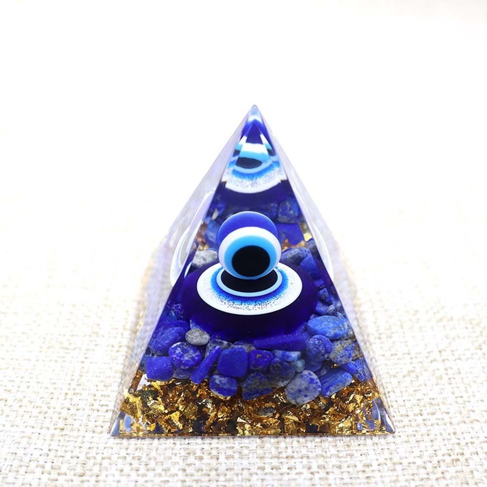 DANILOWM Evil Eye เครื่องประดับ, Fortune Lucky Energy Orgone พีระมิดตุ๊กตา,ของขวัญวันเกิดเรซิ่น Drop กาวคริสตัลหิน Evil Eye Pyramid Home Office - รูปที่ 5