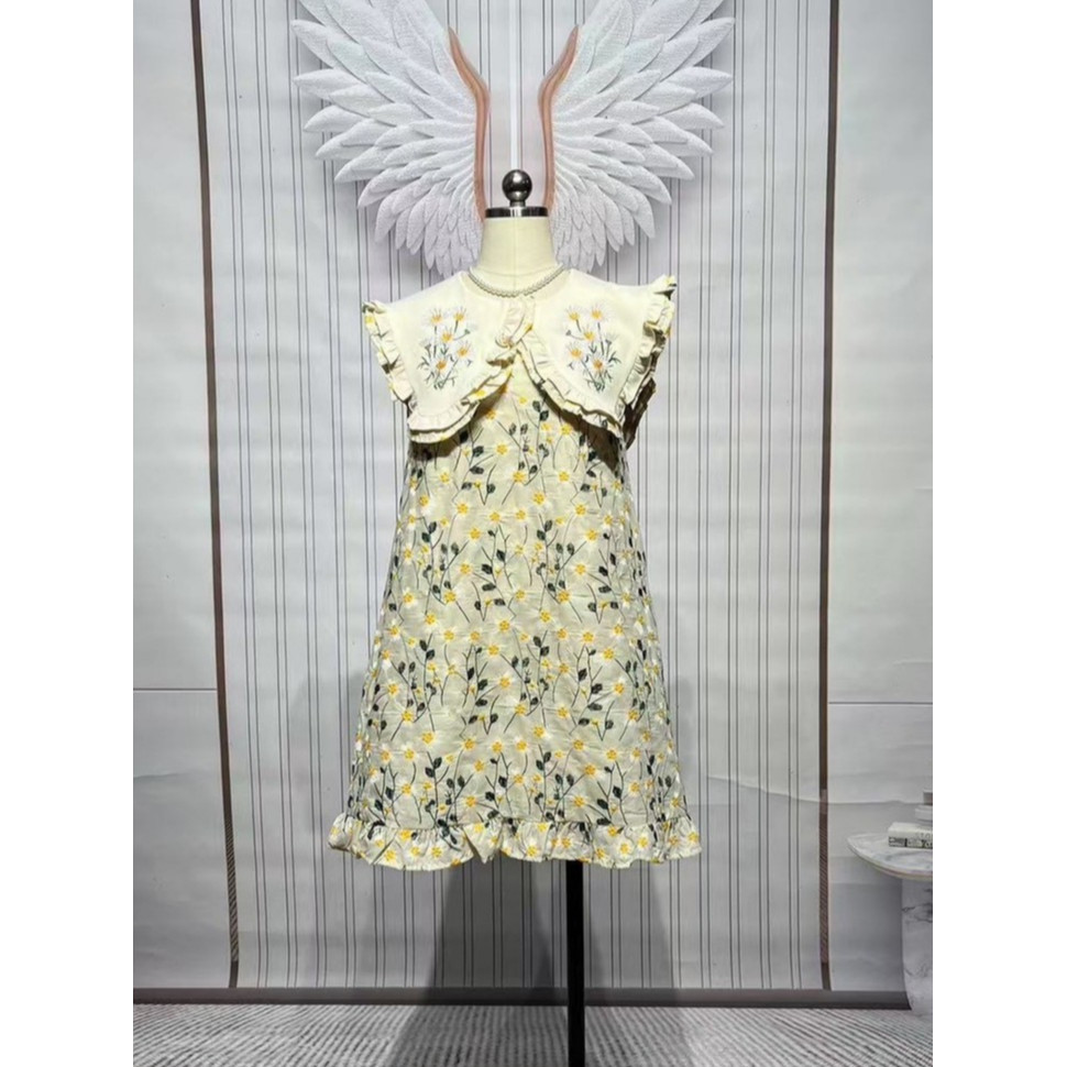 2xl เดรสสีครีมงานปัก เดรสคอปก CLT