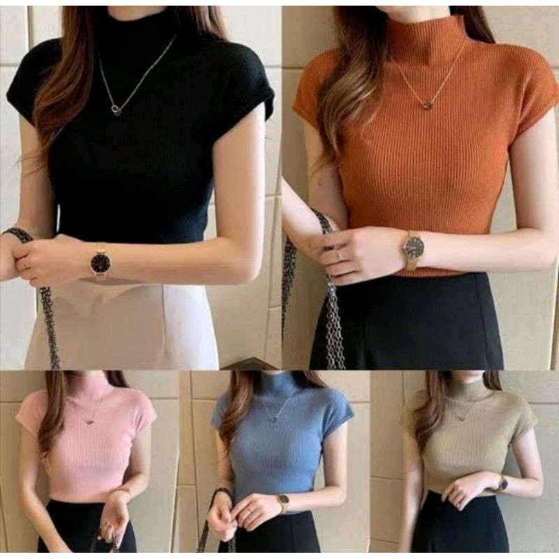 KSM เสื้อคอเต่า RIB คอสูงสไตล์เกาหลี