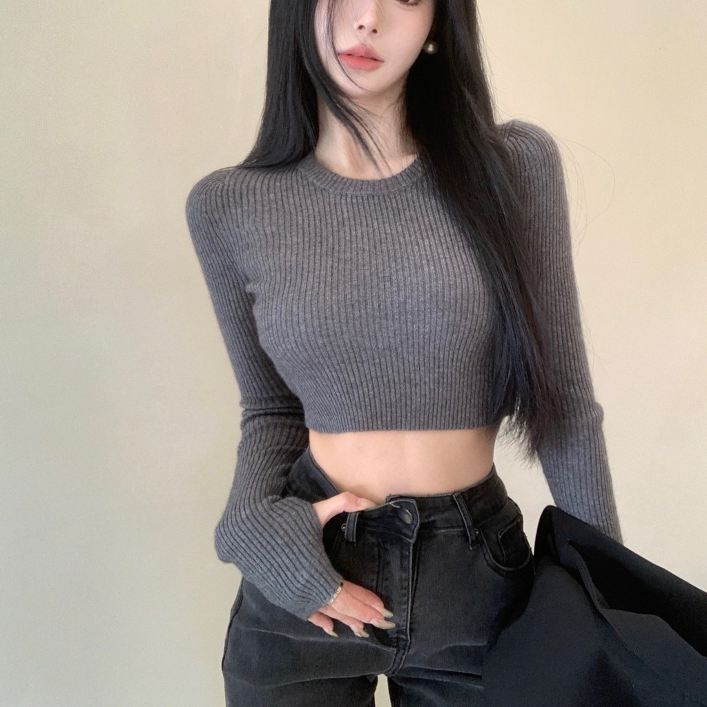 ใส่สไตล์ตะวันตกสบายๆทุกการแข่งขันรอบคอสั้นถัก 2025 ฤดูใบไม้ผลิฤดูใบไม้ร่วงฤดูหนาวสไตล์ จุดต่ําสุด สว