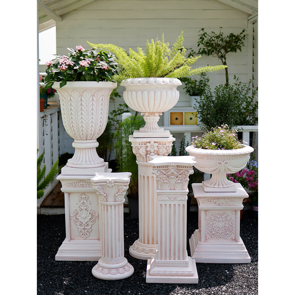 ขาตั้งจอแสดงผลกระถางดอกไม้คอลัมน์โรมันตกแต่งงานแต่งงานพลาสเตอร์ลานฐานสวนขาตั้งดอกไม้ตกแต่งกลางแจ้งสไ