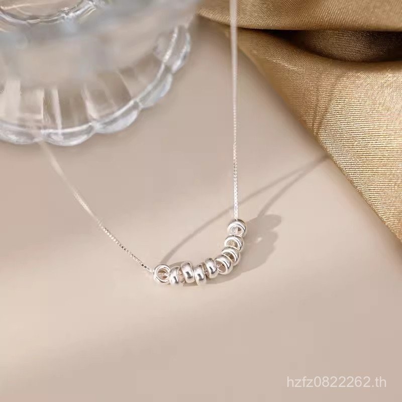 สร้อยคอเงินสเตอร์ลิงสำหรับผู้หญิง ดีไซน์เรียบง่ายแต่หรูหรา กับลูกปัดทรงเรขาคณิต CVP0