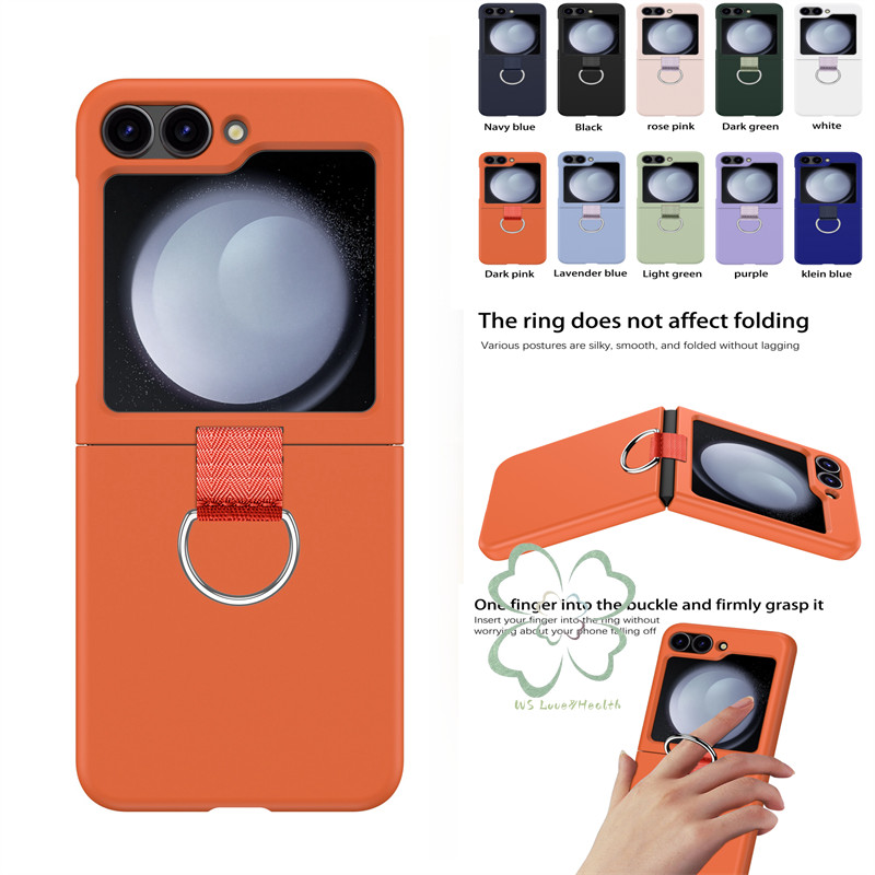 ที่วางแหวนโลหะเคสพลิก Samsung Galaxy Z Flip 6 Z Flip 5 Z Flip 4/3 Casing Ultra-thin Solid Color Hard