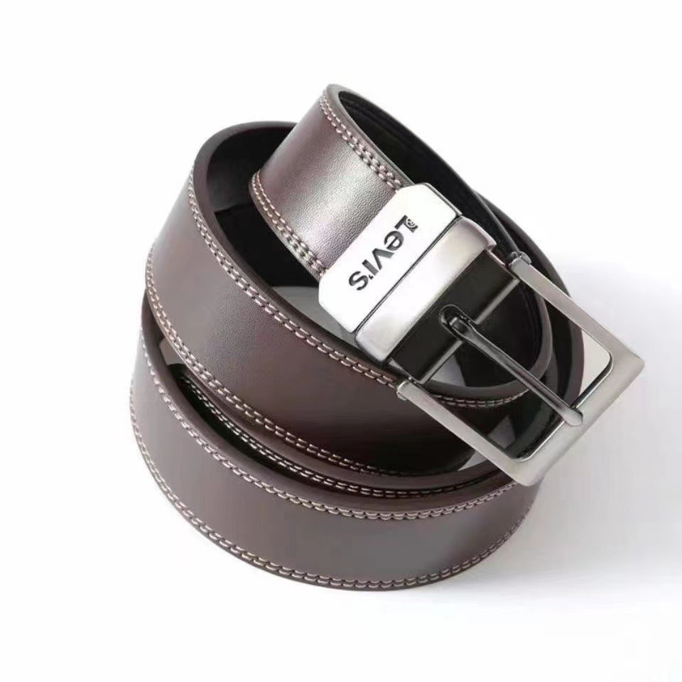 เข็มขัดยีนลําลอง หัวเข็มขัดสองด้าน หมุนได้ อเนกประสงค์ สําหรับผู้ชาย - รูปที่ 2