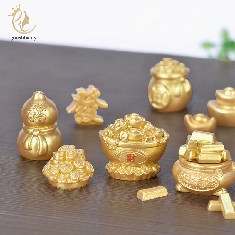 [goushbshiy] Feng Shui มงคล Fa Cai Money Tree Gold Ingot Bag Lucky Fortune Spring Festival Mascot Desktop Ornament Car Home Decor Craft TH