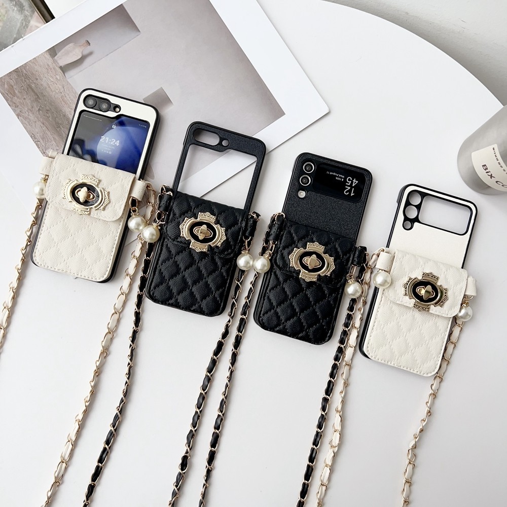 Anti-drop การออกแบบที่สวยงามปลอก Zflip3 Flip4 Flip5 Flip6 สําหรับ Samsung Galaxy Z Flip 6 5 4 3 พร้อมผู้ถือบัตรเคสโทรศัพท์
