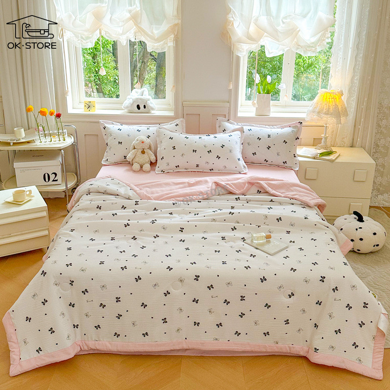 ผ้าห่ม ผ้านวม ผ้าห่มบางฤดูร้อน ชุดเครื่องนอน 200*230ซม. ระบายอากาศ นุ่มสบาย แบบบาง เส้นใยถั่วเหลือง แฟชั่นฤดูร้อน