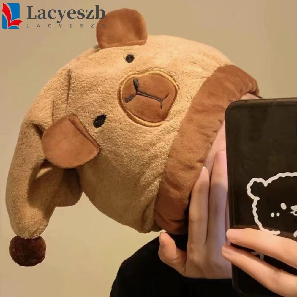 Lacyeszb Capybara หมวกคลุมผมแห้ง, ผ้าฝ้ายหวีการ์ตูน Capybara ผ้าขนหนู, ของขวัญแห้งเร็ว Soft Hygroscopic Coral Velvet หมวกอาบน้ําเด็ก