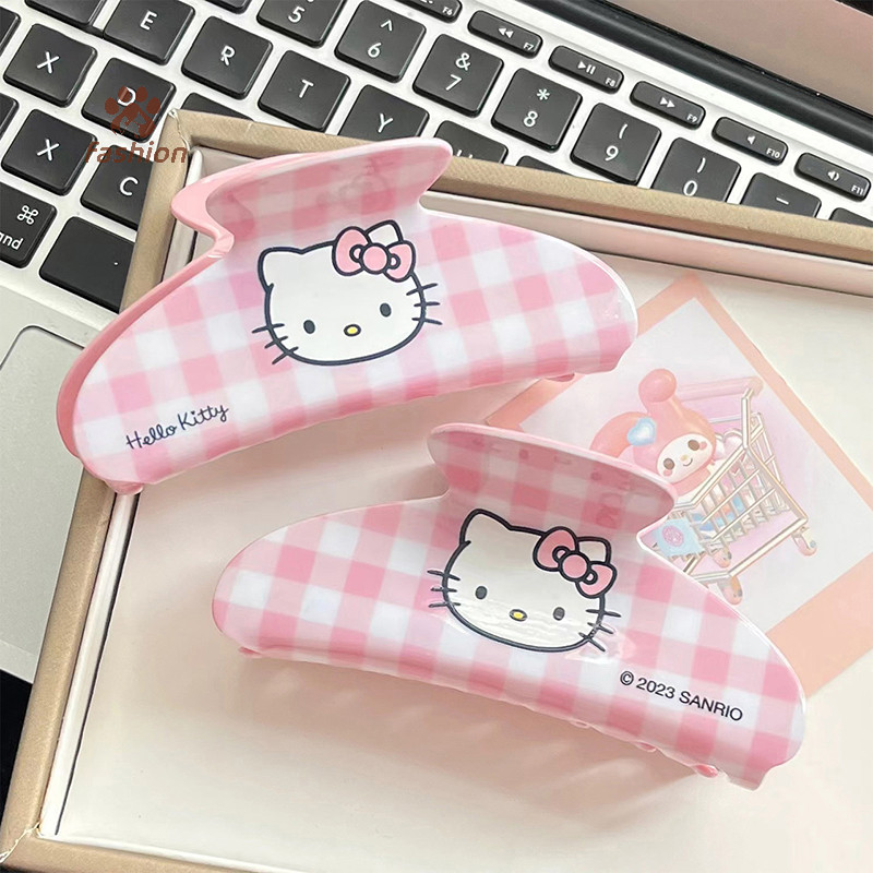 [แฟชั่น] Kawaii Hello Kitty Hair Claw การ์ตูนอะนิเมะ Hairpin คลิปฉลามน่ารักคลิปผมอะคริลิคสําหรับสาว Headwear อุปกรณ์เสริมผม {TH}