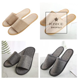 😘รองเท้าแตะผ้าลินิน รองเท้าใส่ในบ้าน 🛏 รองเท้าโรงแรม รองเท้า…