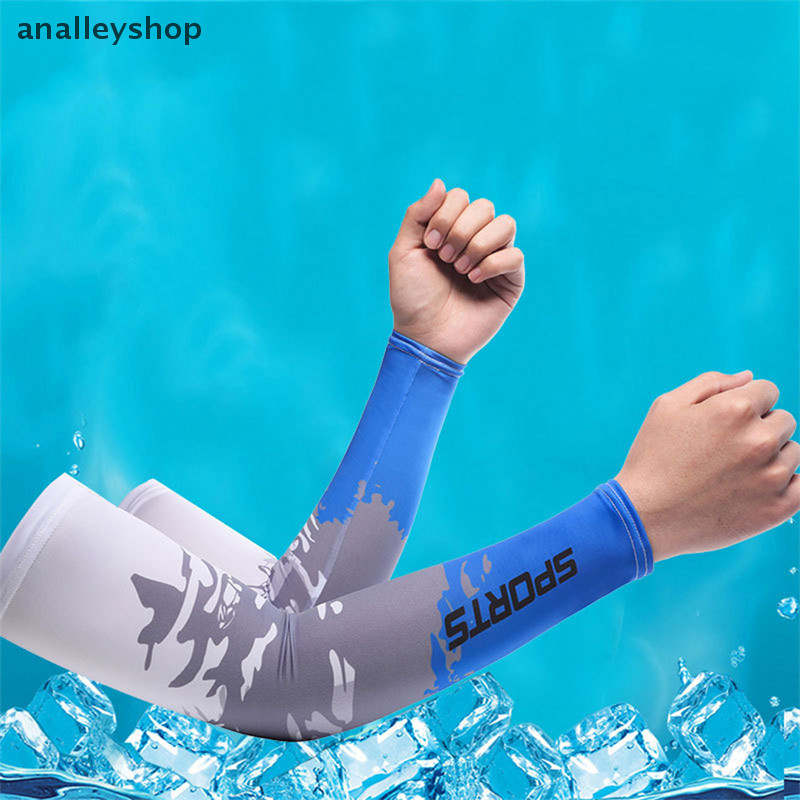 [Analleyshop] ปลอกแขนผ้าไหมน้ําแข็งปกกีฬาวิ่ง UV Sun Protection Outdoor Men Sleeves [th]