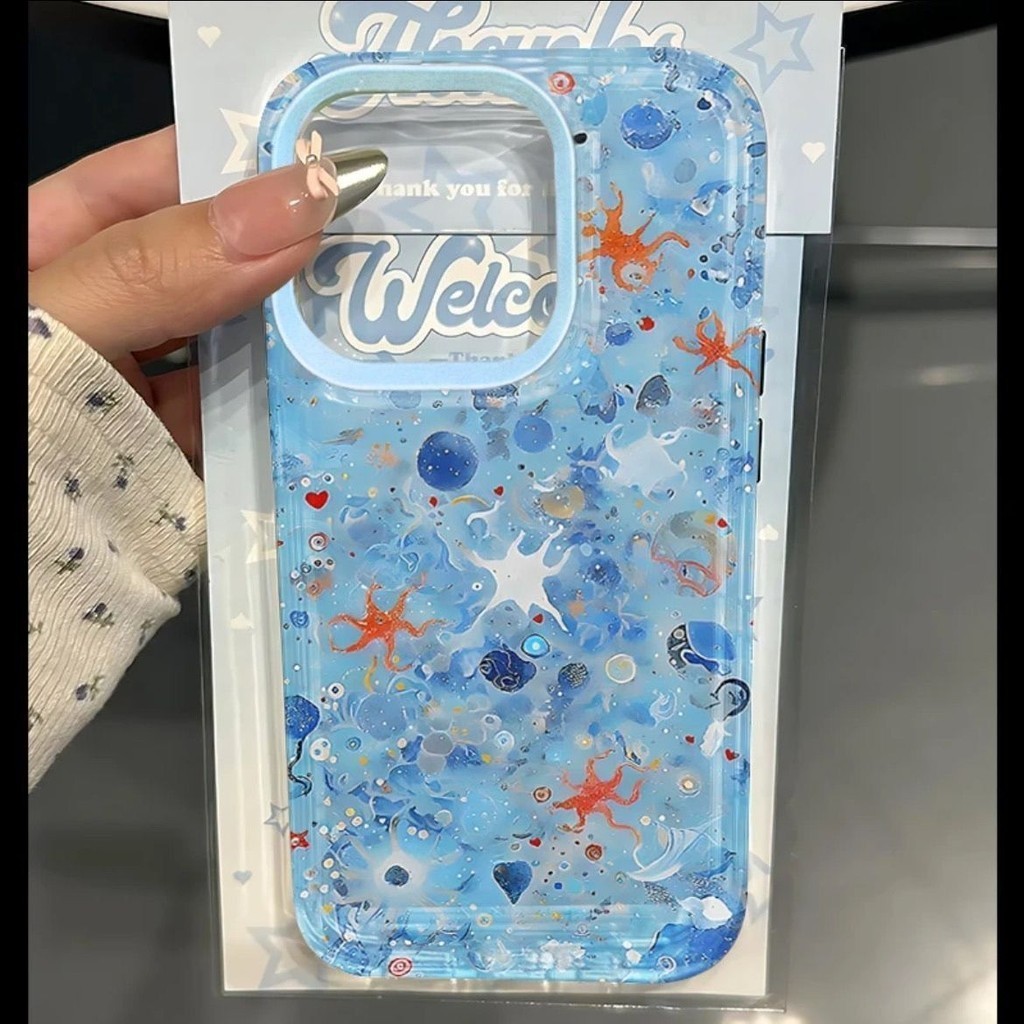 Ocean Graffiti เหมาะสําหรับ Apple 15pro เคสโทรศัพท์ 14promax ยางนุ่ม 13p สไตล์ใหม่ 12 อินเทรนด์ 78Plus/x เคสโทรศัพท์