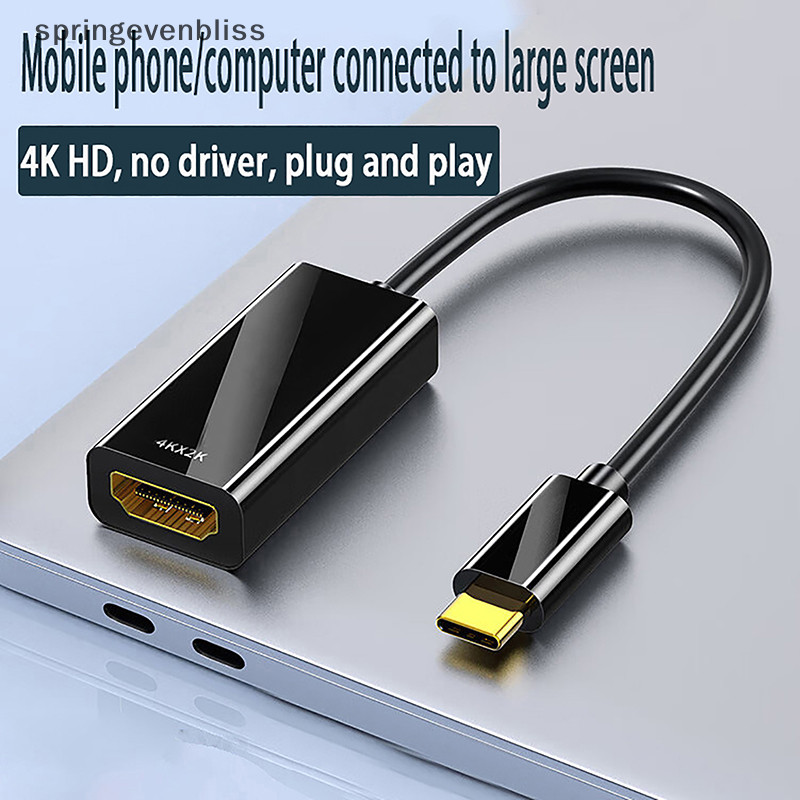 Springevenbliss 1 PC ประเภท C ถึง HDMI4K Video Cable Converter USB3.1 Type-C ถึง HDMI-เข้ากันได้กับอะแดปเตอร์หน้าจอโทรศัพท์สําหรับ PC แล็ปท็อป Springevenbliss
