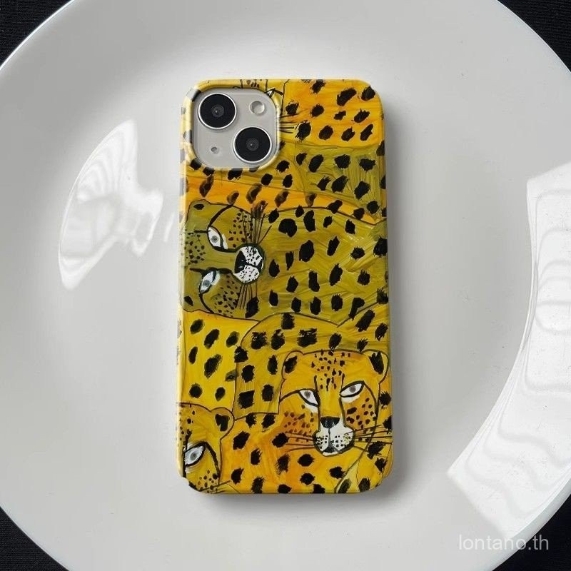 เคสโทรศัพท์โทรศัพท์ เคสป้องกันโทรศัพท์ Childlike ภาพวาดดินสอสี Golden Cheetah Apple เคสโทรศัพท์เหมาะสําหรับ iPhone 15 14 Pro Max Anti-Drop 13 12 Pro Max 7 Plus XS Max 8 Plus เคสซิลิโคน XR 11 Pro 12 14 Plus กันกระแทกกันฝุ่น HGNQ