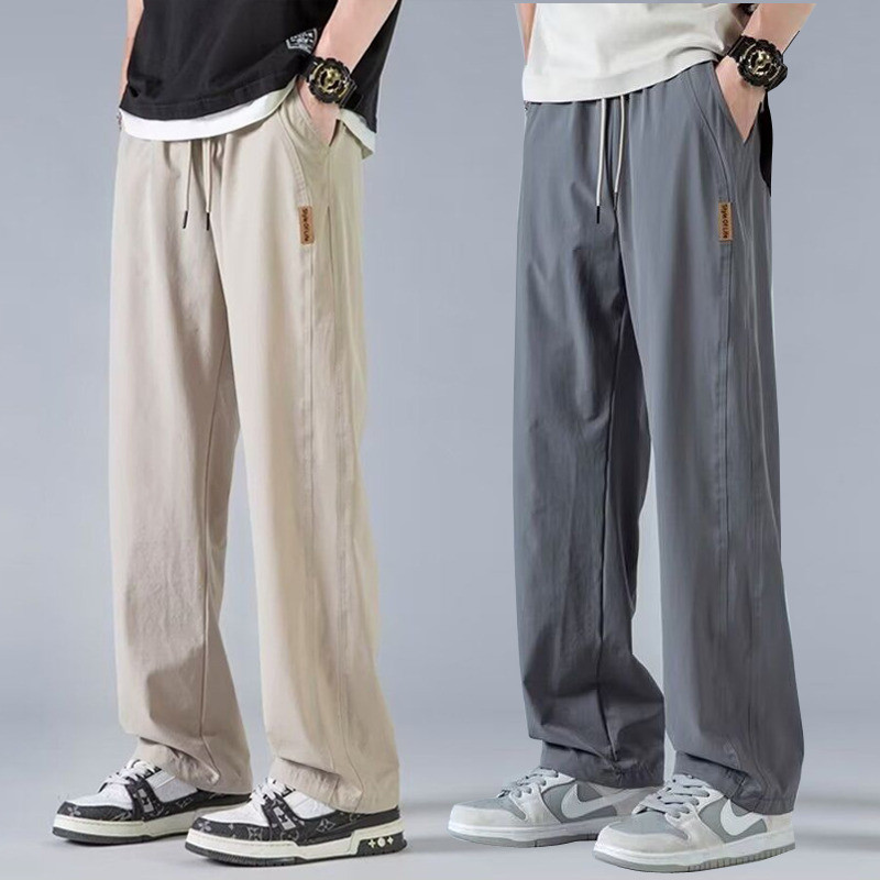 M-4XL กางเกงขายาวผู้ชาย แฟชั่นหลวมสบายๆขนาดบวกขากว้างตรงกางเกงขายาว กางเกงผู้ชาย