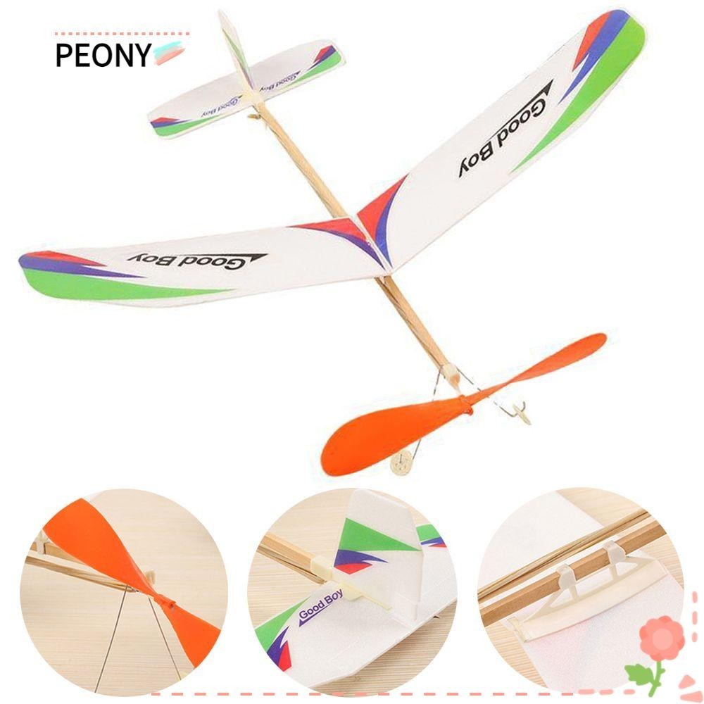 Peonypavilion 1 ชิ้น Flying Glider DIY เครื่องบินรุ่นของเล่นเพื่อการศึกษาสําหรับนักเรียนยางรัด Power