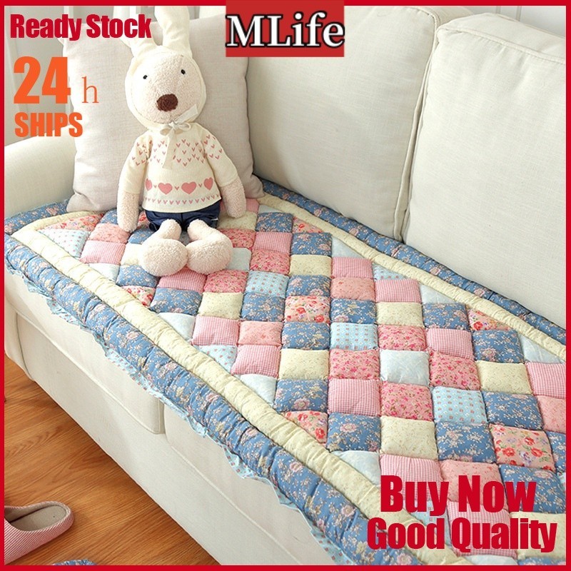【MLife】ผ้าคลุมโซฟา ผ้าฝ้ายแท้ แบบหนา กันลื่น แบบสากล สไตล์เกาหลี สําหรับตกแต่งบ้าน โซฟา หน้าต่าง 1 2 3 4 ที่นั่ง
