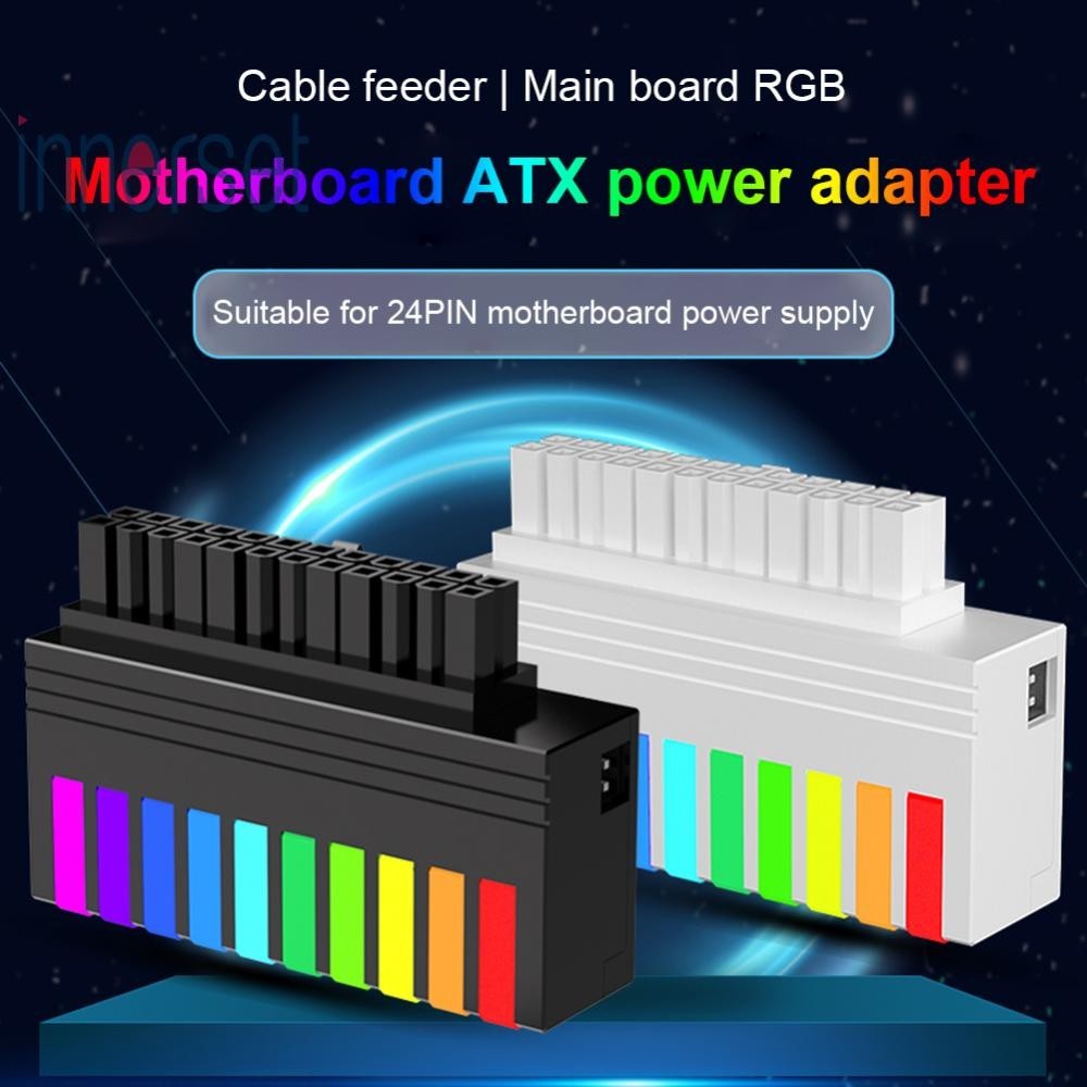 Atx 24Pin ถึง 90 องศาอะแดปเตอร์ปลั๊กไฟ ARGB เมนบอร์ดขั้วต่อสายไฟ [ชุดภายใน.th]