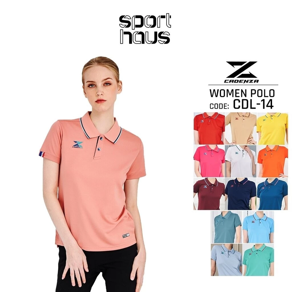 CADENZA เสื้อโปโลผู้หญิง เสื้อคอปก พรีเมี่ยม คาเดนซ่า รุ่น CDL-14Y สีแดง/เลือดหมู/เหลือง/ส้ม/น้ำเงิน