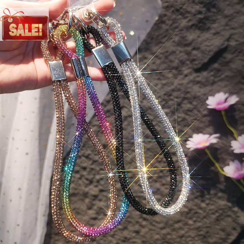Bl โทรศัพท์มือถือคริสตัลสายรัดข้อมือ Glitter Rhinestone โทรศัพท์ Lanyard พวงกุญแจแขวน Anti-lost เชือก A