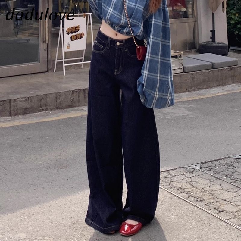 DaDulove New American Ins High Street Retro Jeans Niche High Waist Loose Wide Leg Pants plus Size Trousers