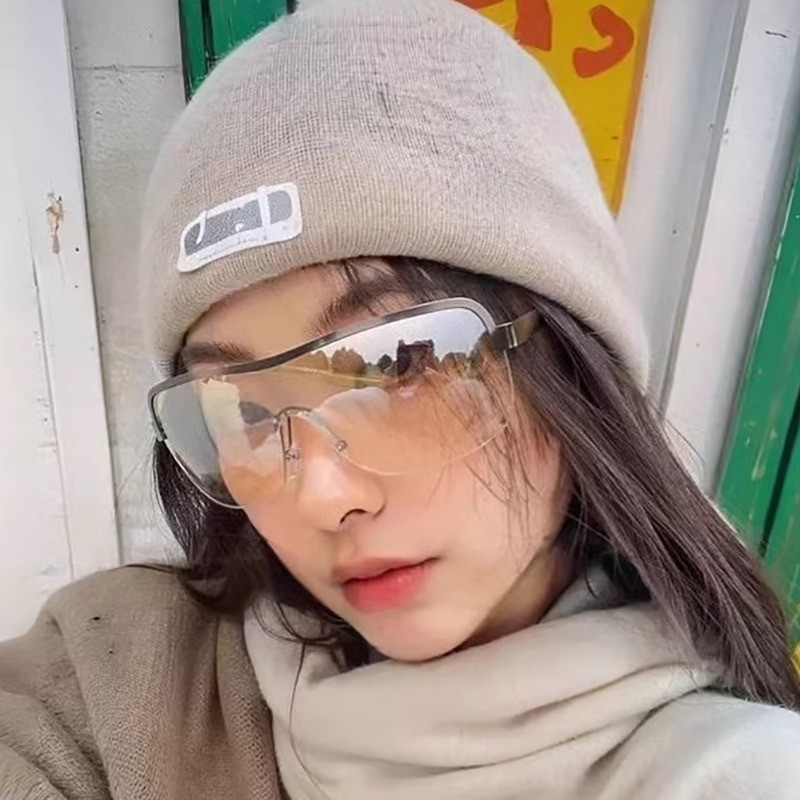 สนับสนุนขายส่งปลาค็อด (ซาน9)ใหม่แฟชั่นครึ่งกรอบแว่นตากันแดดไล่โทนสีผู้หญิงบังแดดแบบบูรณาการ - รูปที่ 3